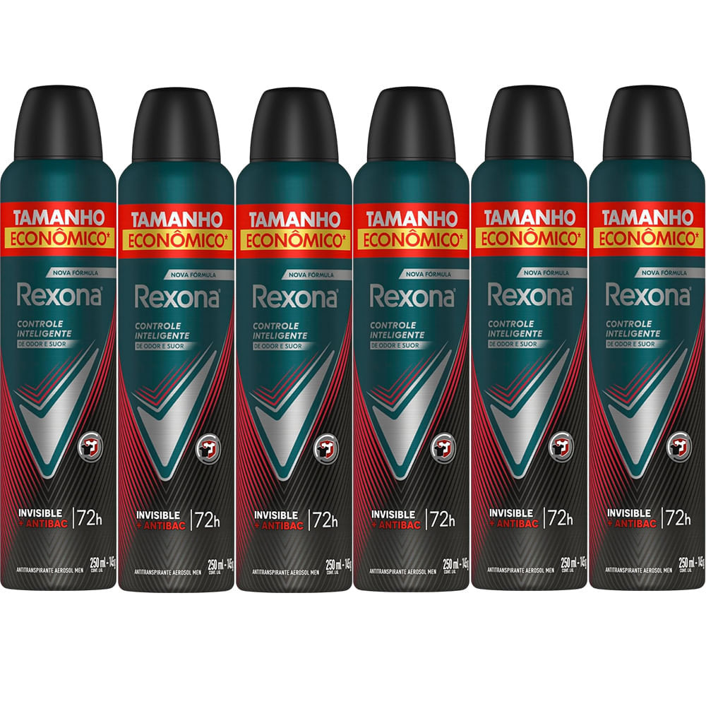 Kit Desodorante Rexona Aerosol Antibacterial Invisible 250ml - 6 Unidades