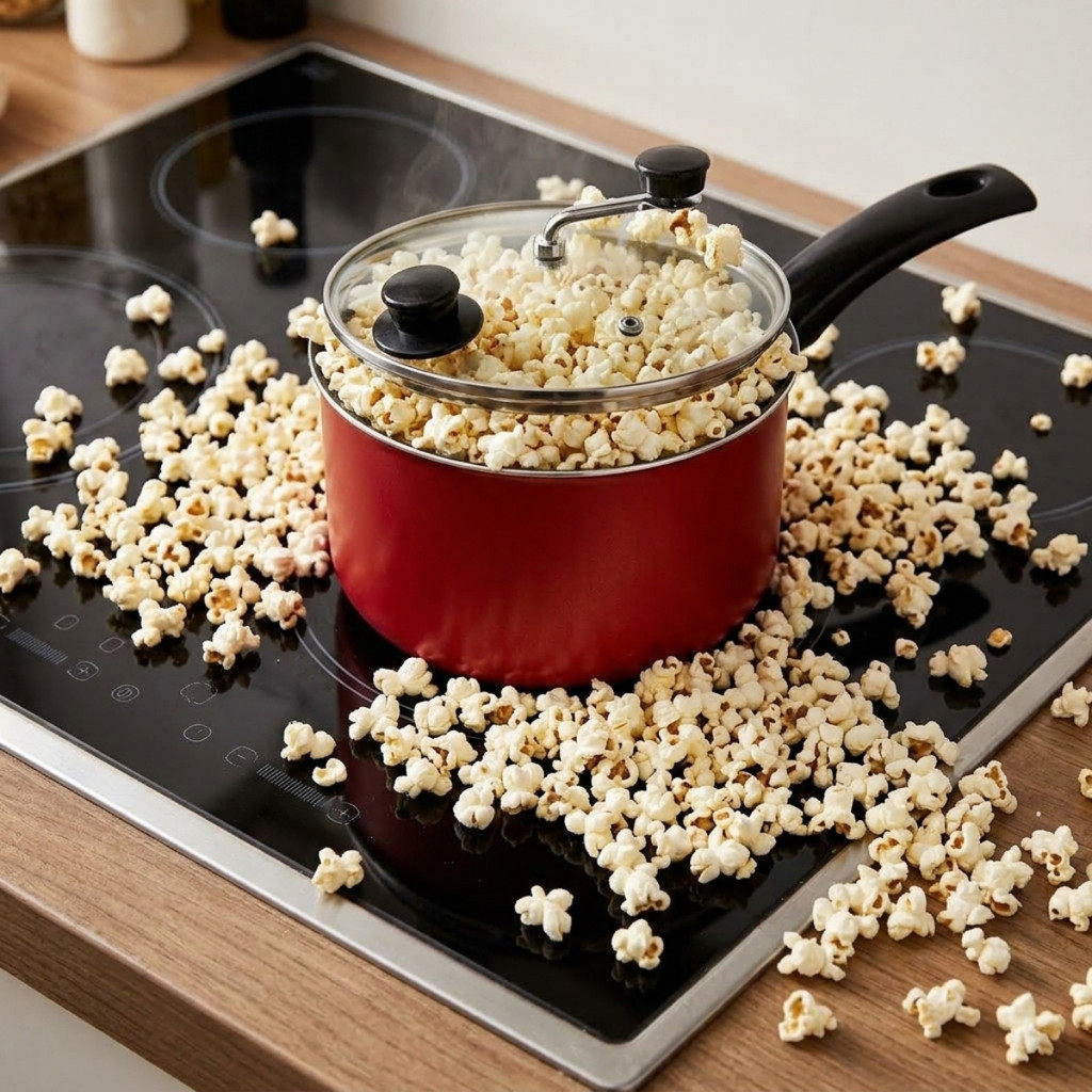 Oferta Panela Pipoqueira Antiaderente Grande Vermelho e Preto 4 Litros Tampa De Vidro Giratorio
