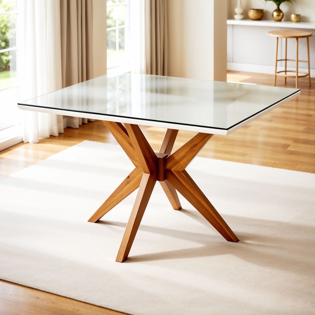 Mesa de Jantar para 4 Lugares 120x90cm Donna em Madeira Maciça Marrom/Mel/Off White