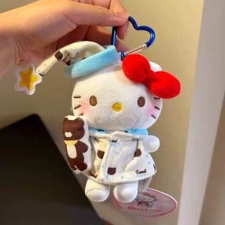 Chaveiro de pelúcia Hello Kitty, boneco de 10cm, roupas clássicas para boneca, acessório para mochila.