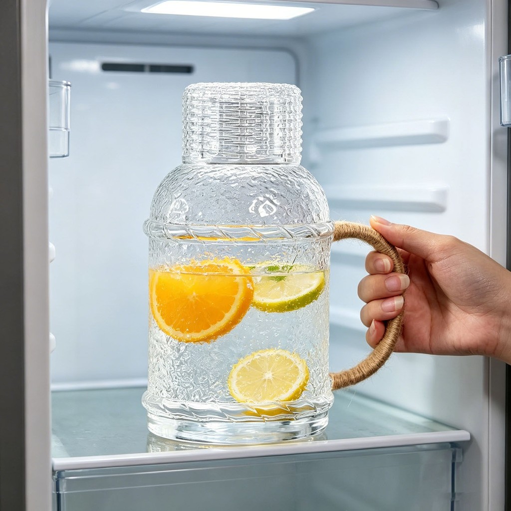 Garrafa de água fria para geladeira Garrafa de água de vidro resistente a altas temperaturas Garrafa de água fria Verão 