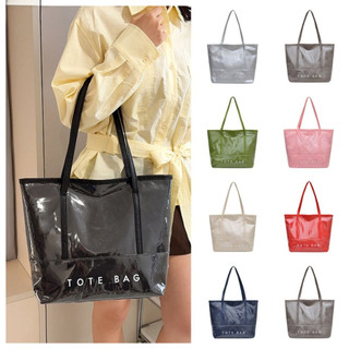 Bolsa De Gelatina Transparente JUNYUE , Sacola De PVC À Prova D'água De Grande Capacidade , Ombro De Cor Sólida Praia