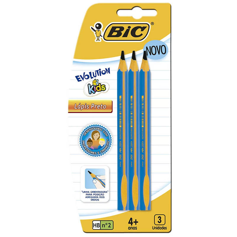 Lápis preto nr2 Evolution Gigante Kids com 3 unidades 902494 Bic