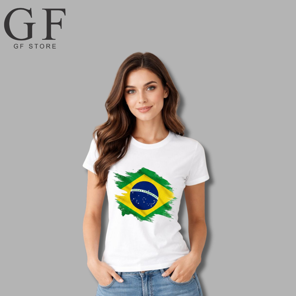 Camiseta Básica Do Brasil Camisa Feminina Estampada Lançamento Copa Envio Imediato