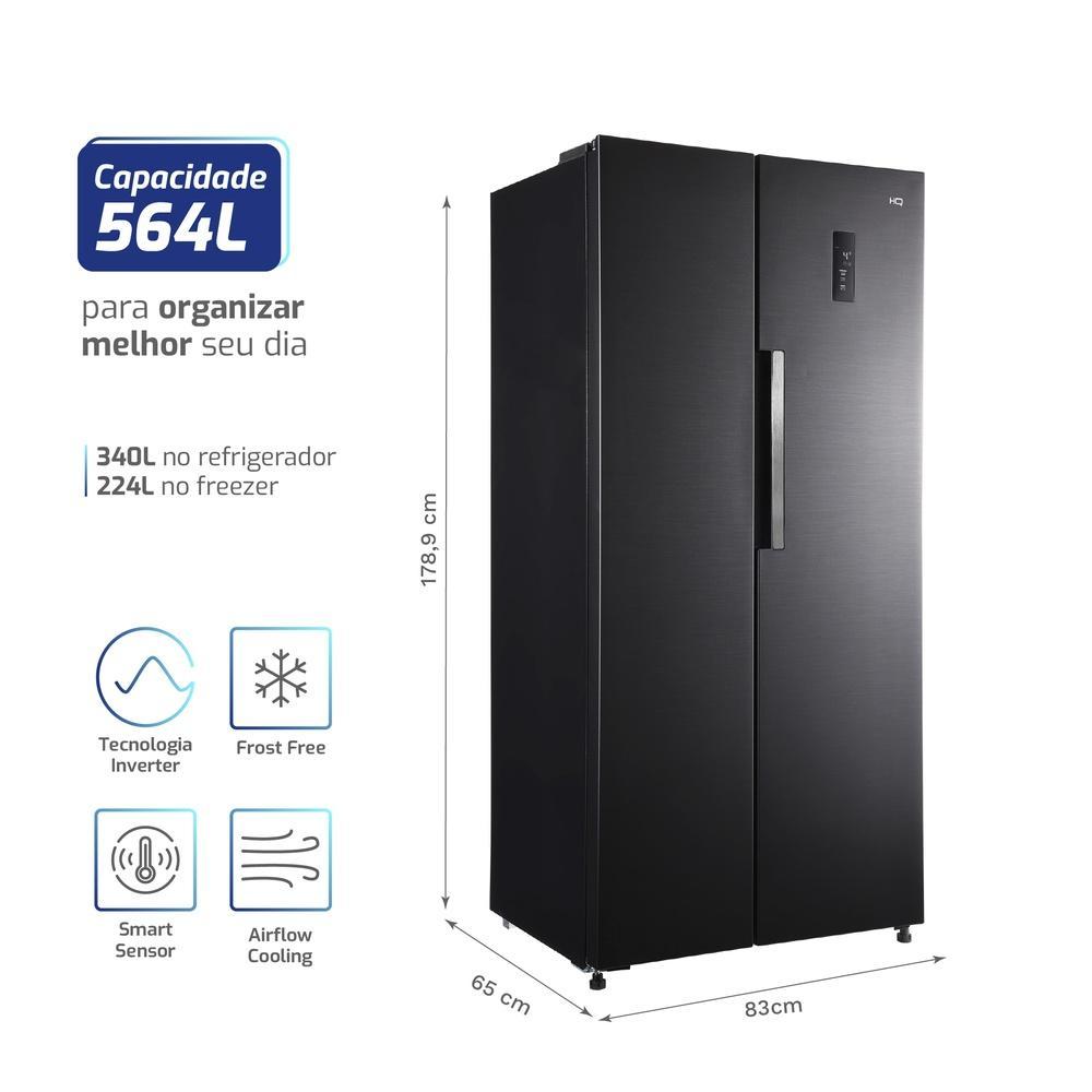 Geladeira Side By Side Frost Free 564 L HQ Inverter AirFlow Cooling Black Inox HQ-564SBSFFS — imagem 2 de 2