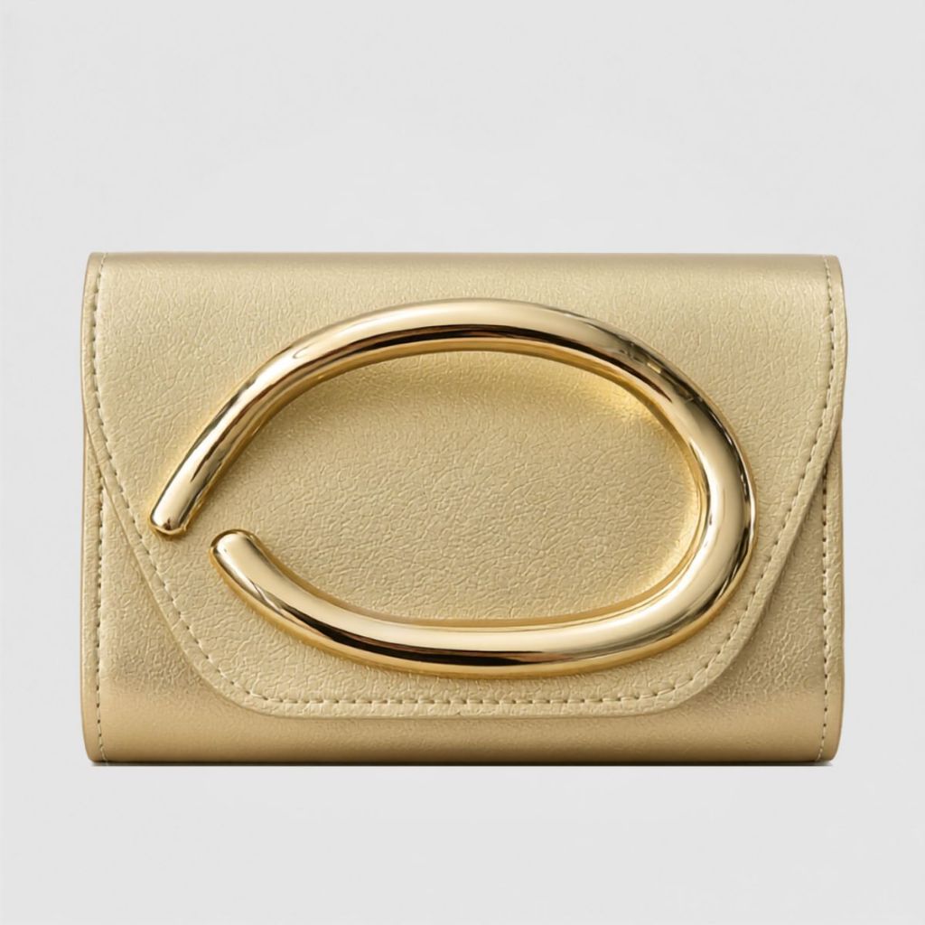 Bolsa Feminina Clutch Estilosa Luxo Dourada com Alça Metal Elegante Ajustável Moderna Lançamento