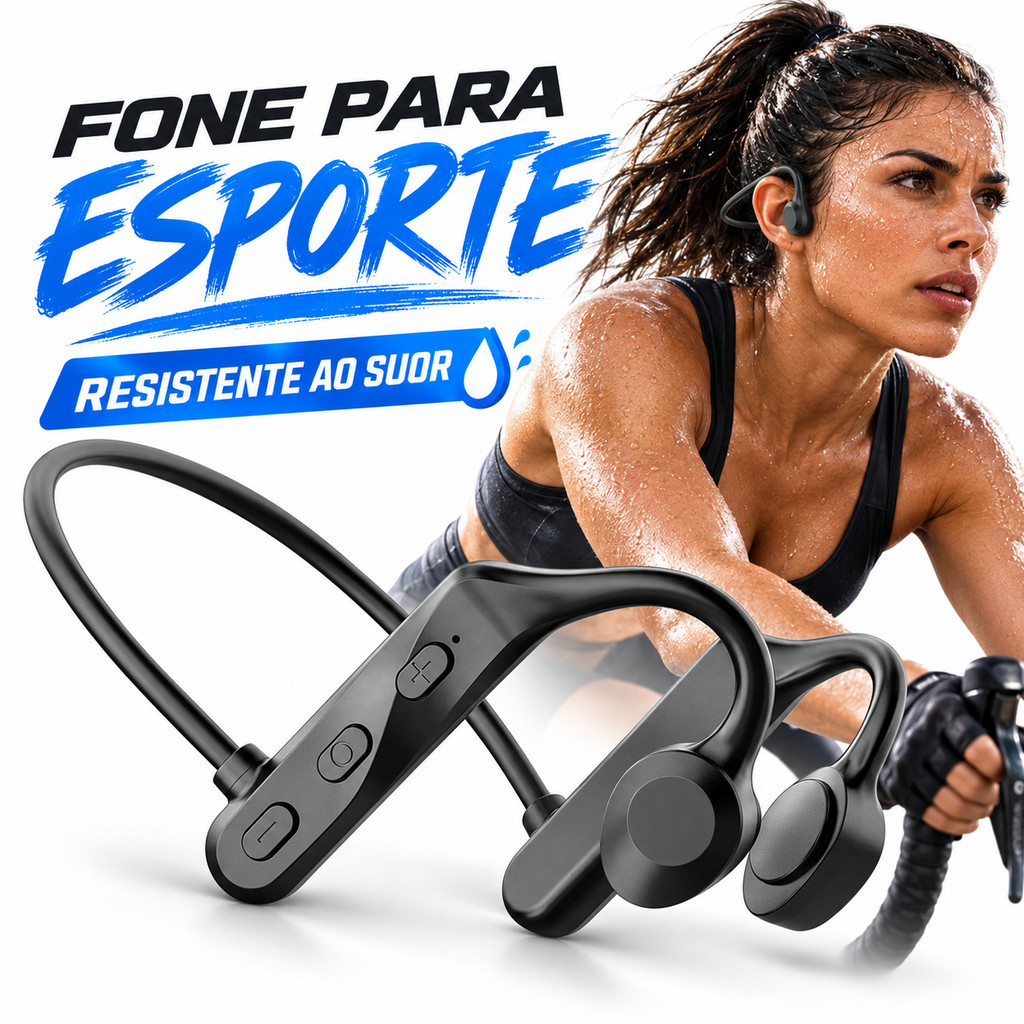 Fone Bluetooth Esportivo IPX7 ANC Sem Fio Confortável para Academia e Corrida Autonomia 20h
