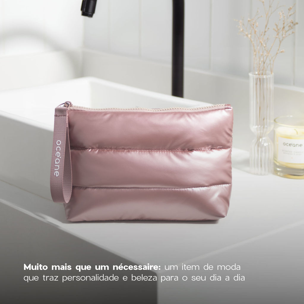 Kit Nécessaire Puffer + Desodorante + Creme para Mãos + Bruma Facial Travel (4 Produtos)