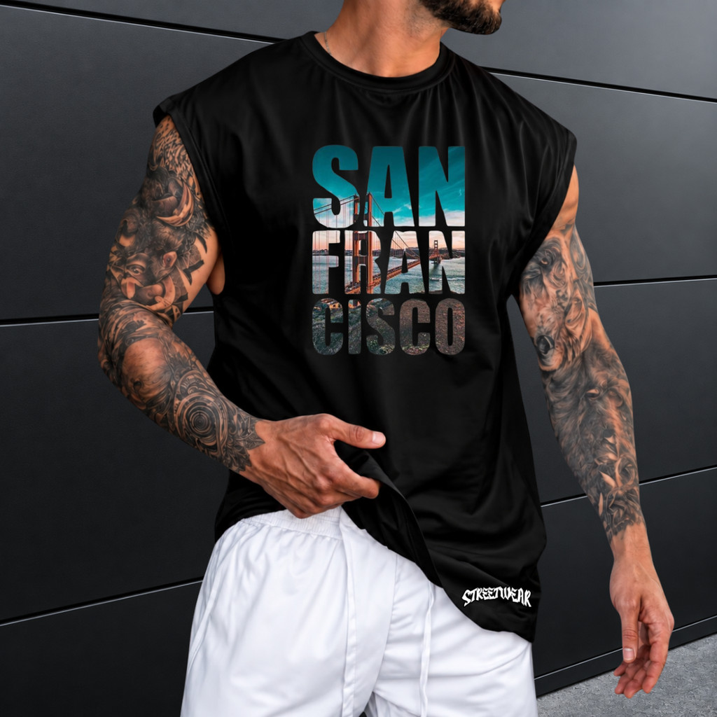 Regata Machão Oversized 100% Algodão Camiseta Cavada Musculação Streetwear Treino Praia Academia