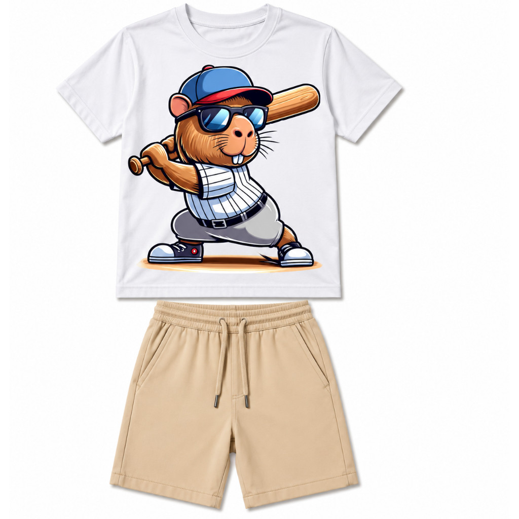 Conjunto Infantil Menino Camiseta Algodão Bermuda Moletinho Roupa Infantil Masculina Confortavel