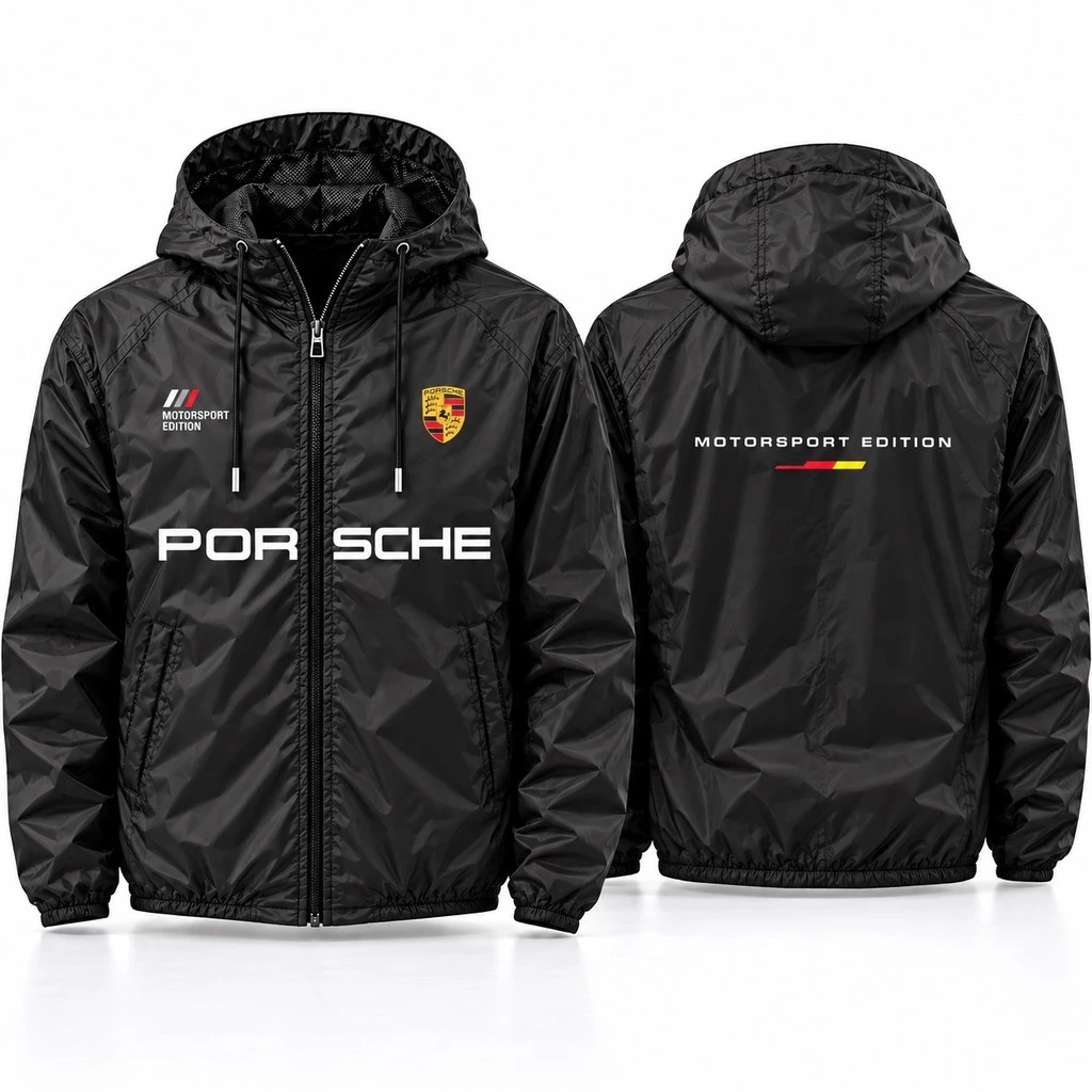 Jaqueta Corta Vento Masculina Impermeável Com Capuz 100% Poliéster Leve Esportiva Motorsport Racing