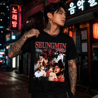 [Camiseta Premium em Algodão Puro]MIA Camiseta Básica Algodão Camisa Kpop Vintage Seungmin Stray Kids Album Karma