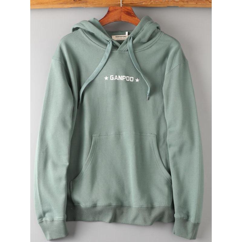 Terry de algodão!Moda carta impressão outono masculino comércio exterior esportes lazer All-Match com capuz manga longa