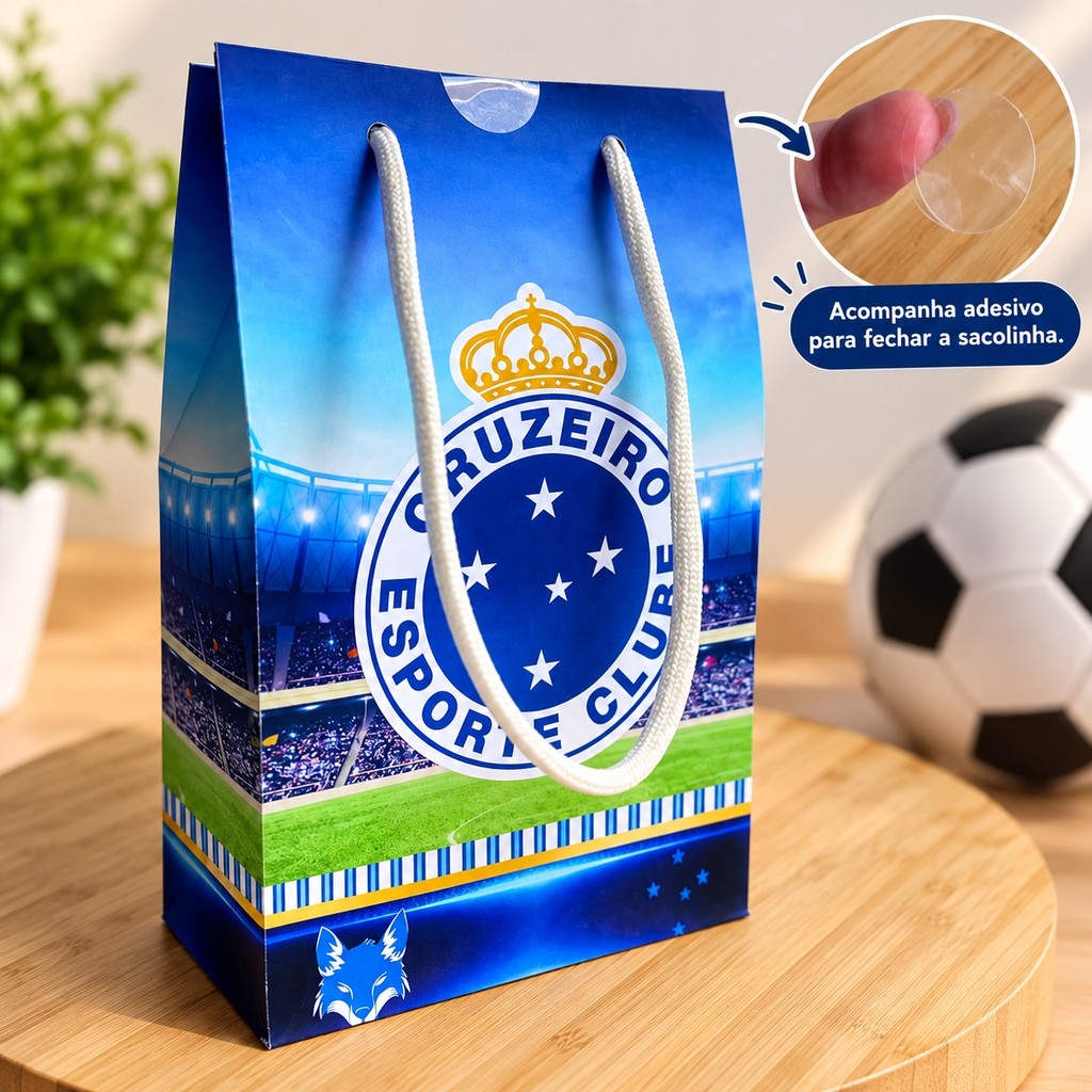 Sacolinha Surpresa Personalizada Cruzeiro - Lembrancinha para festa - Tamanho P