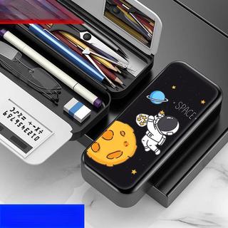Caixa de papelaria Tecnologia preta Cool Boy Style Alunos da escola primária Influenciador Grande capacidade 2024 Novo e