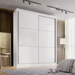 Guarda-Roupa MDF 2 Portas de Correr 3 Gavetas Milos Branco Branco