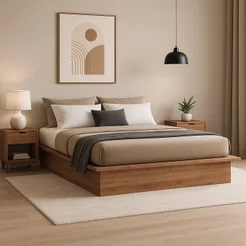Cama Casal ou Queen Minimalista 160x200cm Industrial 8285 Marrom/Freijó Freijó
