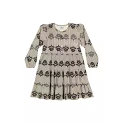 Vestido Infantil Menina Flores Manga Longa Elian Bege