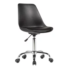 Cadeira Escritório Secretária Decorativa Eames Chicago Preto Preto