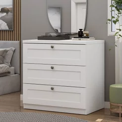 Cômoda 100% MDF 3 Gavetas Provençais Infinity Branco/Fosco Branco Fosco