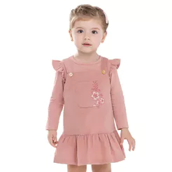 Conjunto Infantil Menina Vestido Floral Colorittá Rosa
