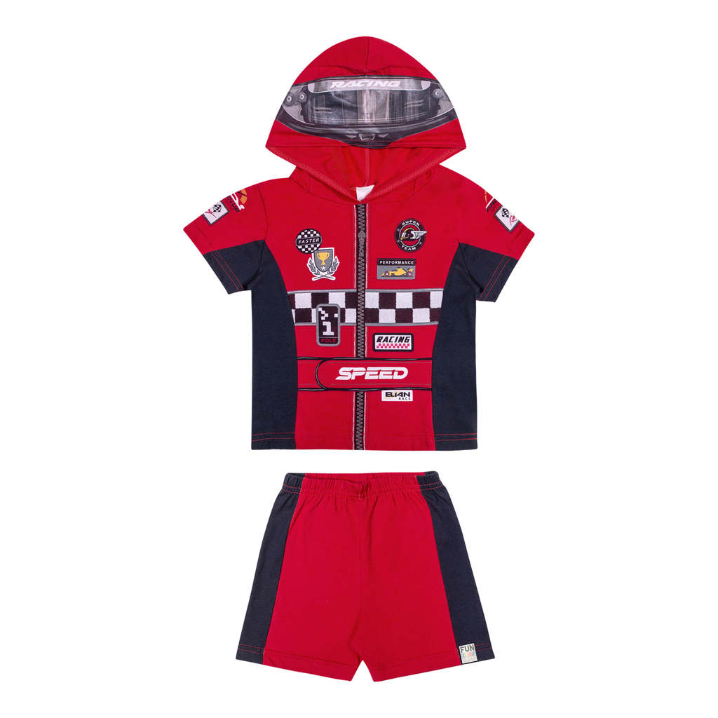 Conjunto Infantil Menino Fantasia Piloto Elian Vermelho