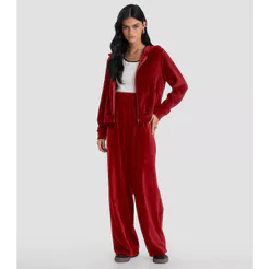 Calça Feminina Pantalona em Plush Dianna Vermelho