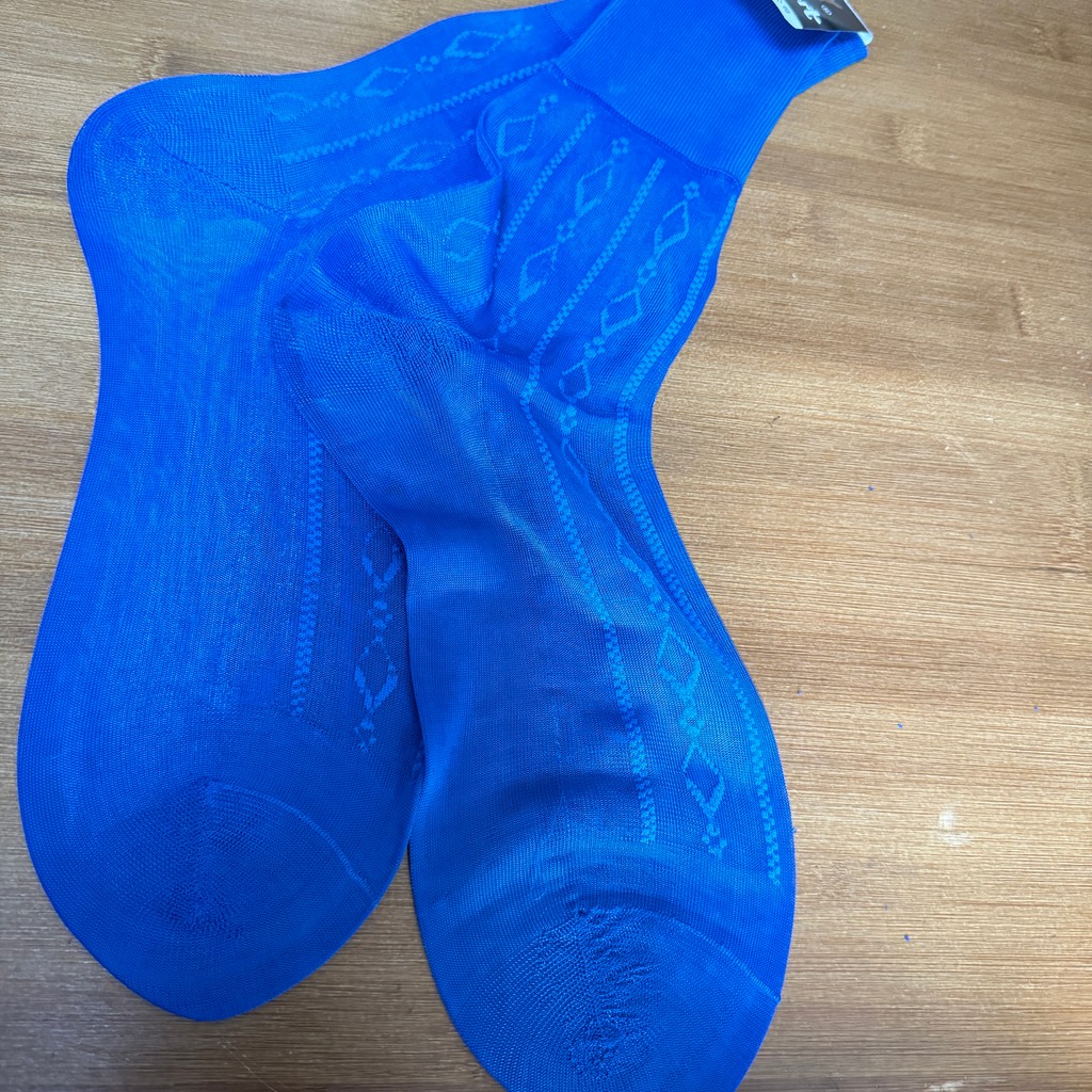 Meias masculinas de seda de Nylon com boca solta, tamanho 26, azul real, como mostrado, formato de flor, formato de diam