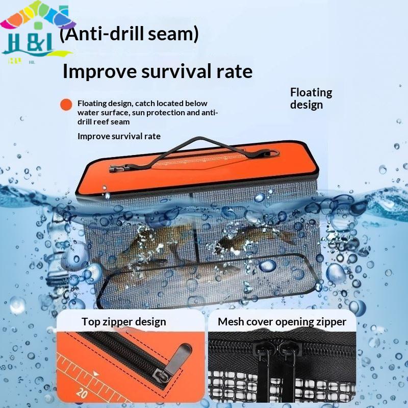 Cesta De Rede De Pesca Flutuante Dobrável , H & L , Leve , Estilo Gaiola , Armazenamento , Para Pescadores De Acampament