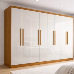 Guarda Roupa Casal 100% MDF 8 Portas 4 Gavetas Jatobá Plus Cinamomo/Off White Yescasa Marrom