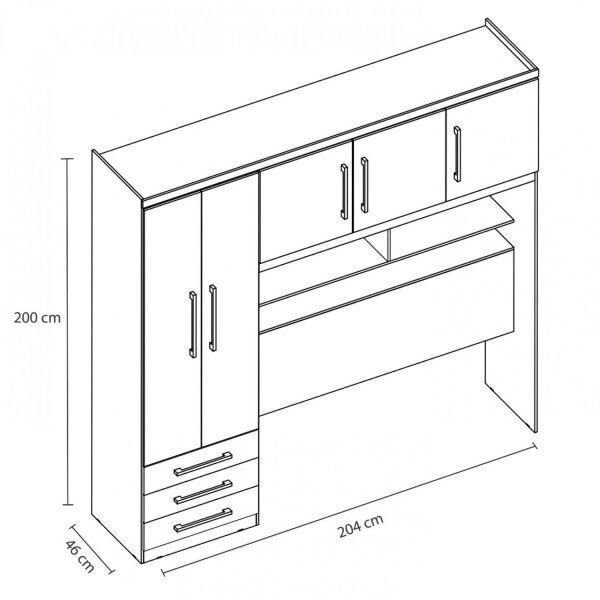 Guarda-Roupa Casal 5 Portas com Cabeceira Cancun Yescasa Marrom Jequitibá/Avelã · foto 2