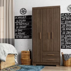 Guarda-Roupa Casal 3 Portas 2 Gavetas Primacy Marrom/Capuccino Wood Cappuccino Wood