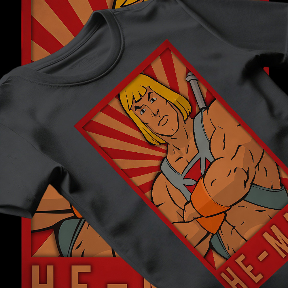 [Camiseta Premium em Algodão Puro]BOW Camiseta Unissex Oversize com Estampa de He - Man, Estilo Clássico,Casual Oversize