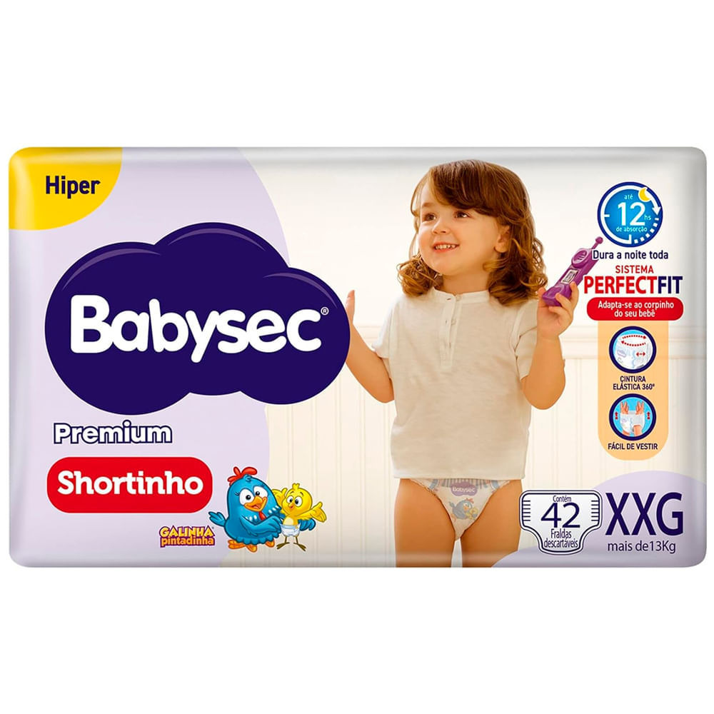 Fralda Descartável Babysec Premium Shortinho Hiper XXG 42 Unidades