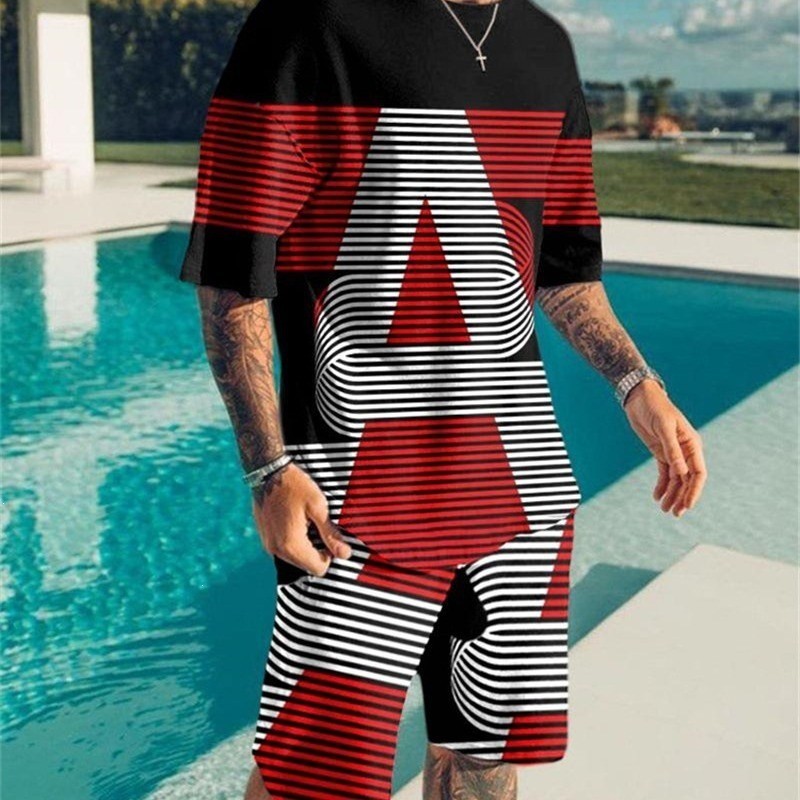 2026 comércio exterior transfronteiriço novo desenho animado 3D impresso camiseta masculina terno esportivo Casual taman