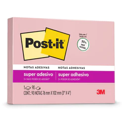Bloco de notas super adesivas Post-it Rosa Tropical 76x102mm 90 folhas 3M