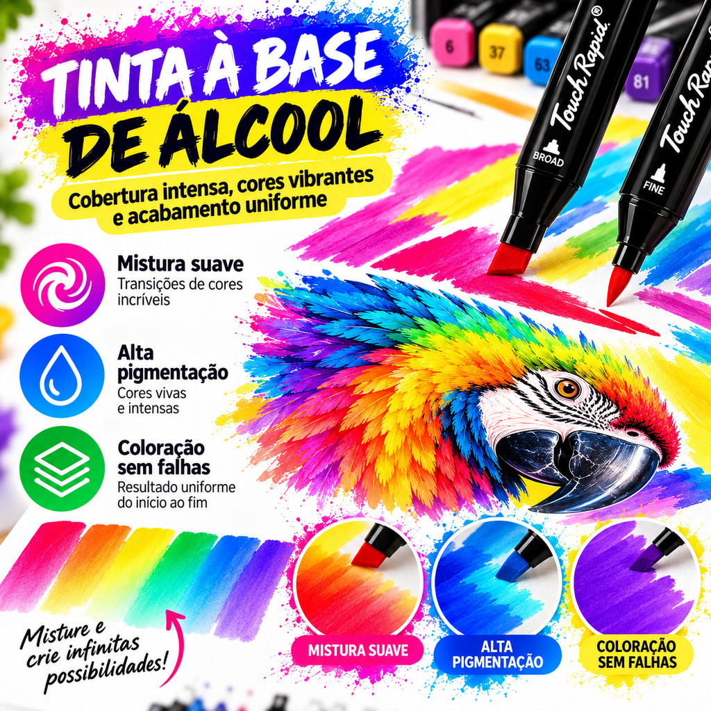 Kit com 80 Canetas Marcadoras Coloridas à Base de Óleo com Ponta Dupla para Desenho, Lettering, Pintura e Arte Escolar — imagem 2 de 2