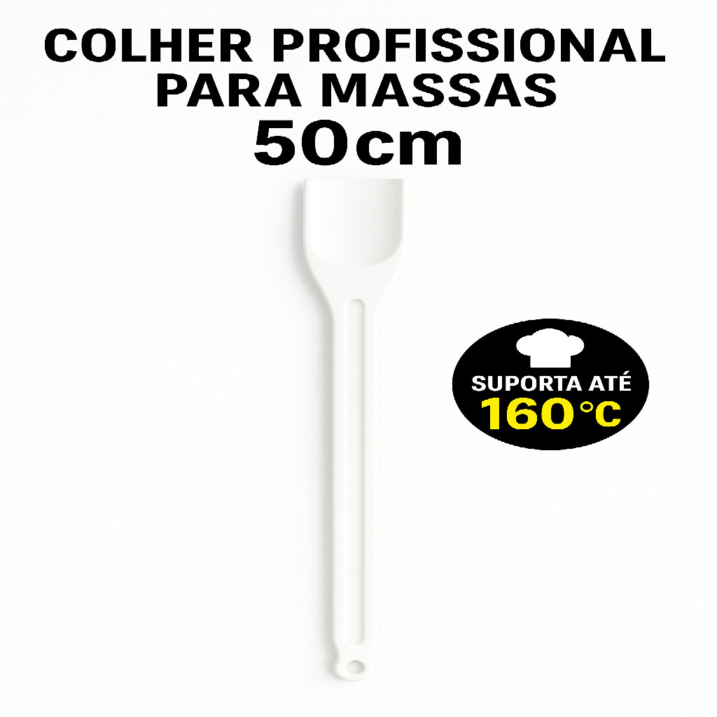 Colher para Massa 50cm Profissional – Nylon Resistente 160 °C – Confeitaria Padaria  Cozinha Gourmet