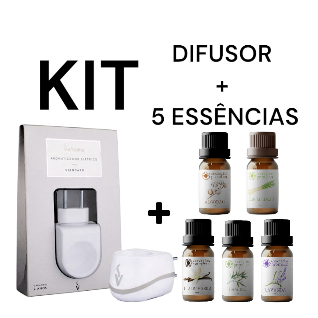 Difusor Aromatizador Elétrico Standard Bivolt Via Aroma + 5 Essência 15 ml