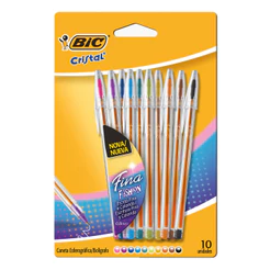 Caneta esferográfica Cristal Fina Fashion 0.8 com 10 unidades Bic
