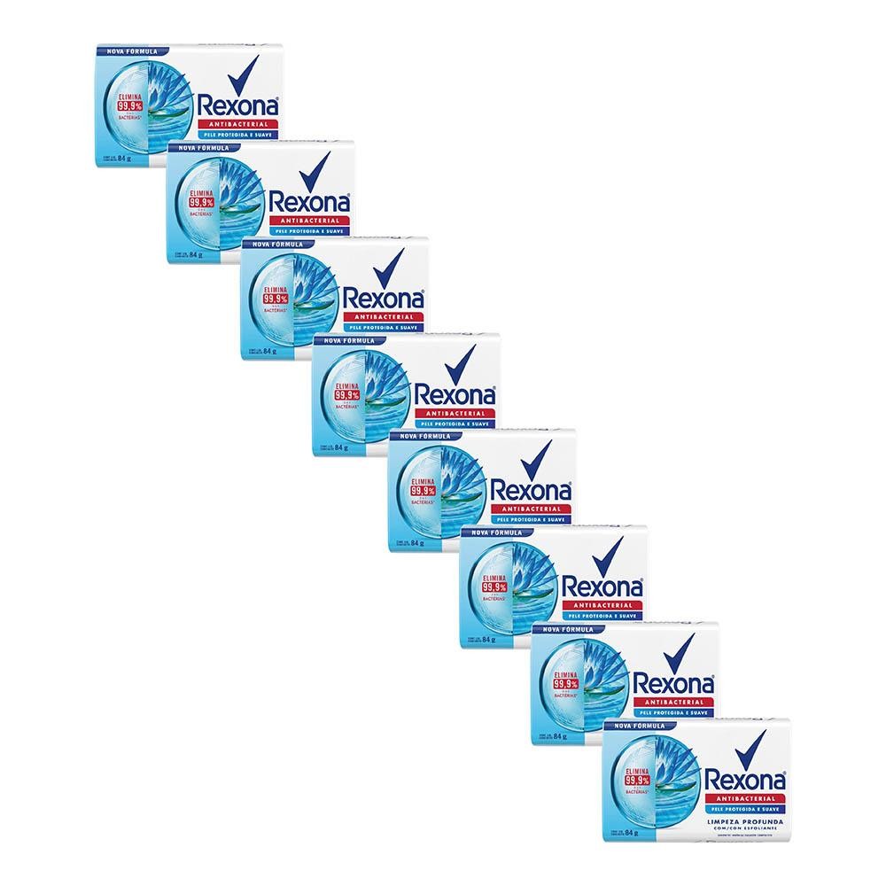Kit 8 Sabonetes em Barra Antibacterial Limpeza Profunda Rexona 84g em Oferta na Shopee