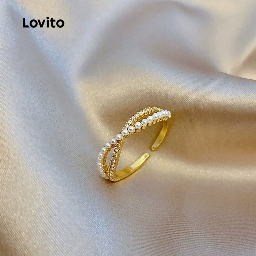 Lovito Anéis de Diamante com Flash Elegante LFA102108 em Oferta na Shopee