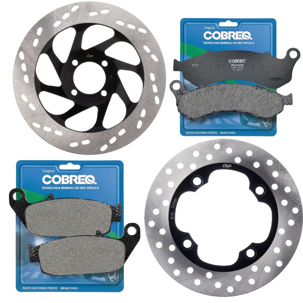 Kit Discos de Freio P/ Haojue Chopper Road 150 + Pastilhas Cobreq
