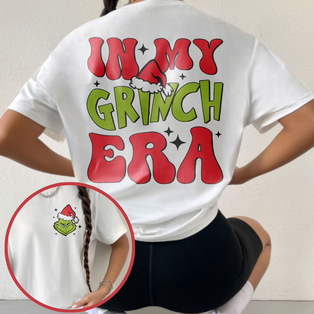 Camiseta Feminina Oversized Estampada GRINCH Natal Malha 100% Algodão Unissex