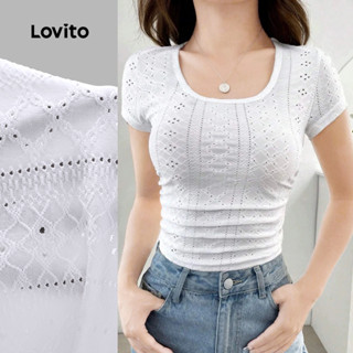 Lovito Camisa Casual Lisa de Manga Curta para Primavera/verão Branca para Mulheres L143AD1744 em Oferta na Shopee