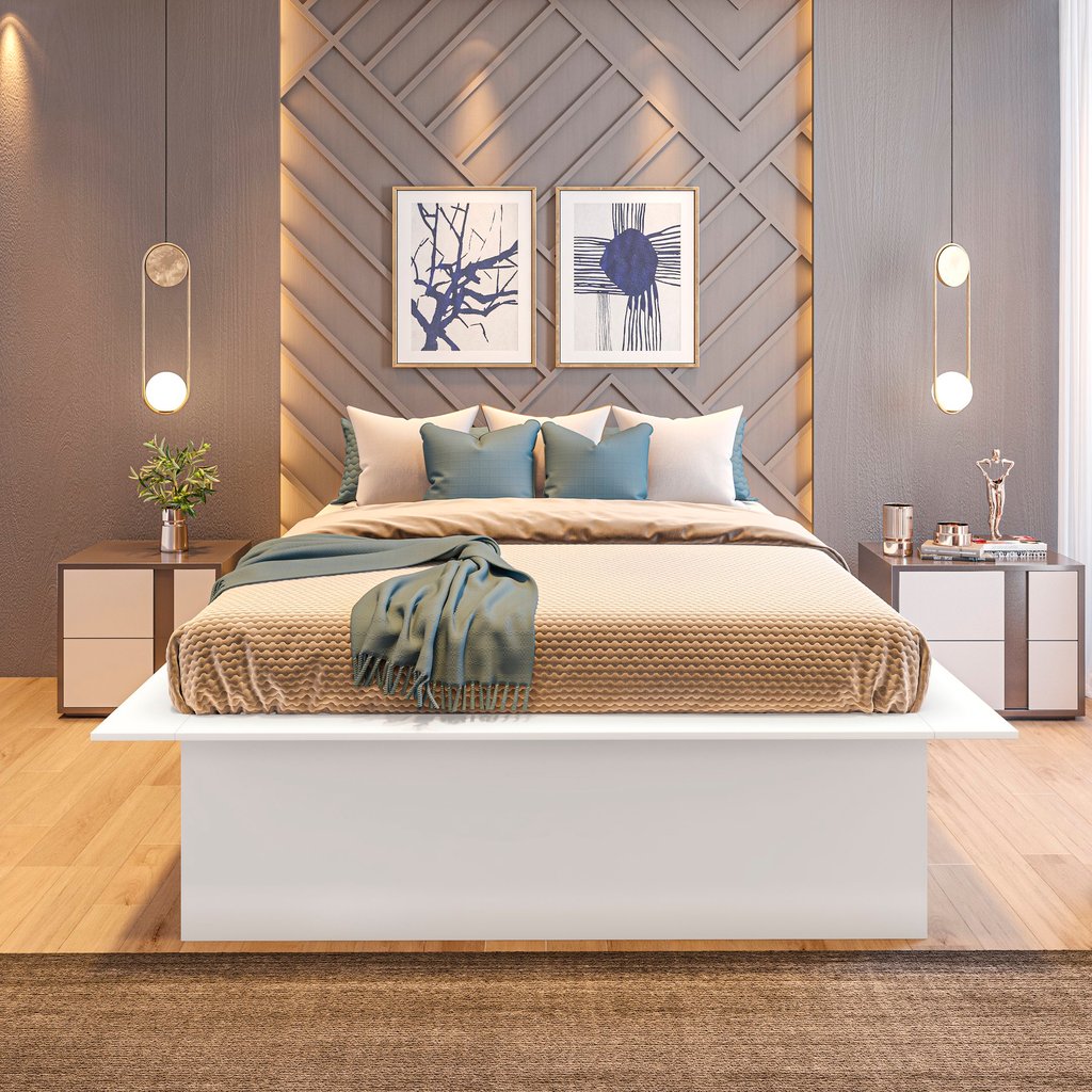 Cama Casal Adulto com 4 Gavetas Gades Yescasa Branco Perfect Wood em Oferta na Shopee