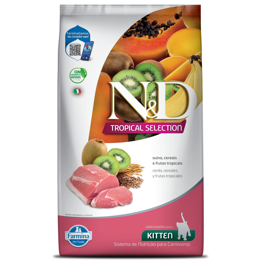 Ração ND Tropical Selection Gatos Kitten Suíno 7kg em Oferta na Shopee