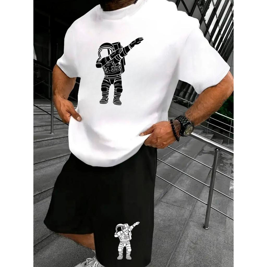 Conjunto Streetwear Astronauta Camiseta oversized Malha 100% Algodão + Shorts MauricinhoTactel