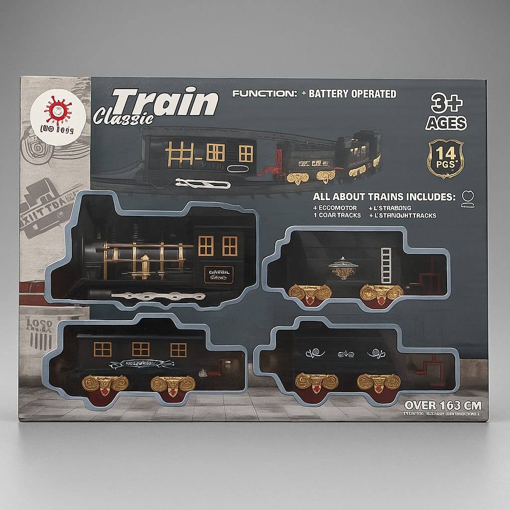 TREM CLASSICO 14 PCS +3 ANOS FUNCIONAMENTO A BATERIA MODELO MD-19348