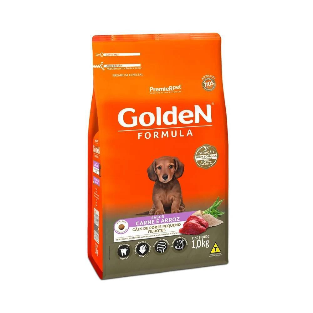 Ração pra Cães Filhotes Raças Pequenas Golden Fórmula sabor Carne e Arroz Mini Bits 10.1kg em Oferta na Shopee
